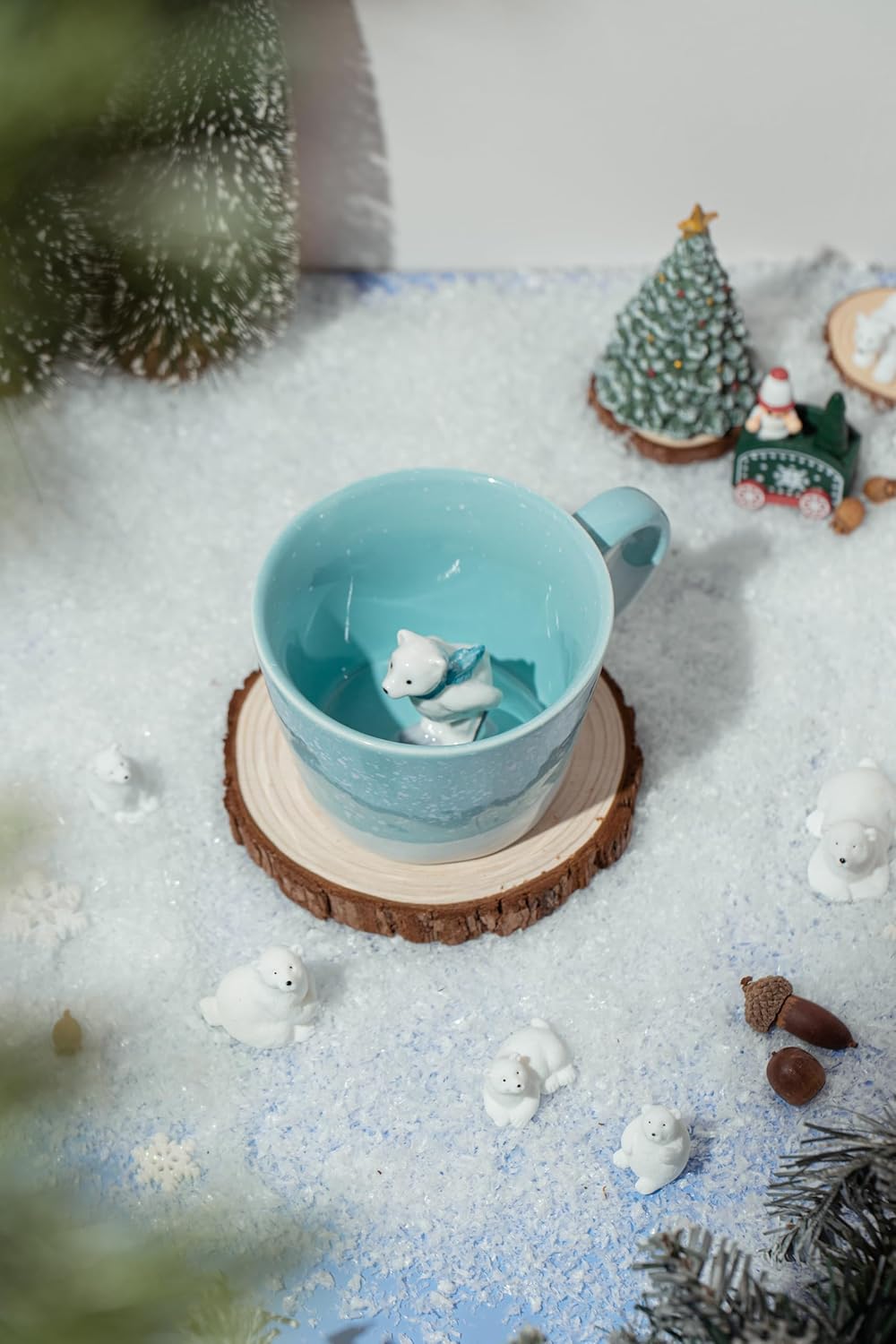 DIHOclub Cow Ceramic Cup with Hidden 3D Animal Inside, 12 OZ | Holiday and Birthday Gift | For Coffee Milk Tea Lovers | Cute Cartoon Handmade Figurine Mug | Available in White and Black
