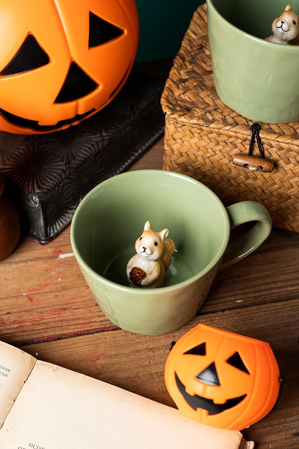 DIHOclub Cow Ceramic Cup with Hidden 3D Animal Inside, 12 OZ | Holiday and Birthday Gift | For Coffee Milk Tea Lovers | Cute Cartoon Handmade Figurine Mug | Available in White and Black