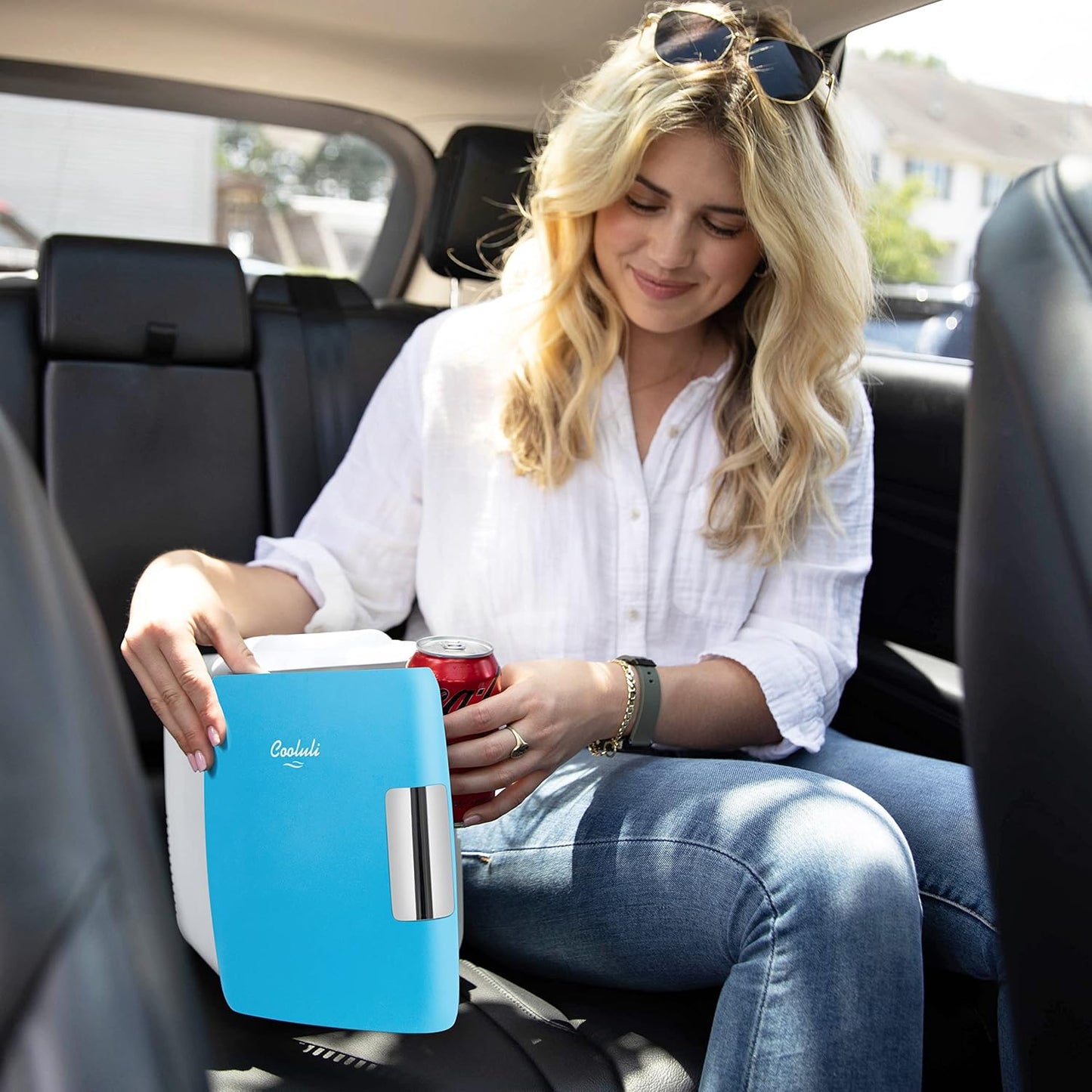 Cooluli Skincare Mini Fridge for Bedroom - Car, Office Desk & Dorm Room - Portable 4L/6 Can Electric Plug In Cooler & Warmer for Food, Drinks, Beauty & Makeup, 12v AC/DC & Exclusive USB, Cow Print