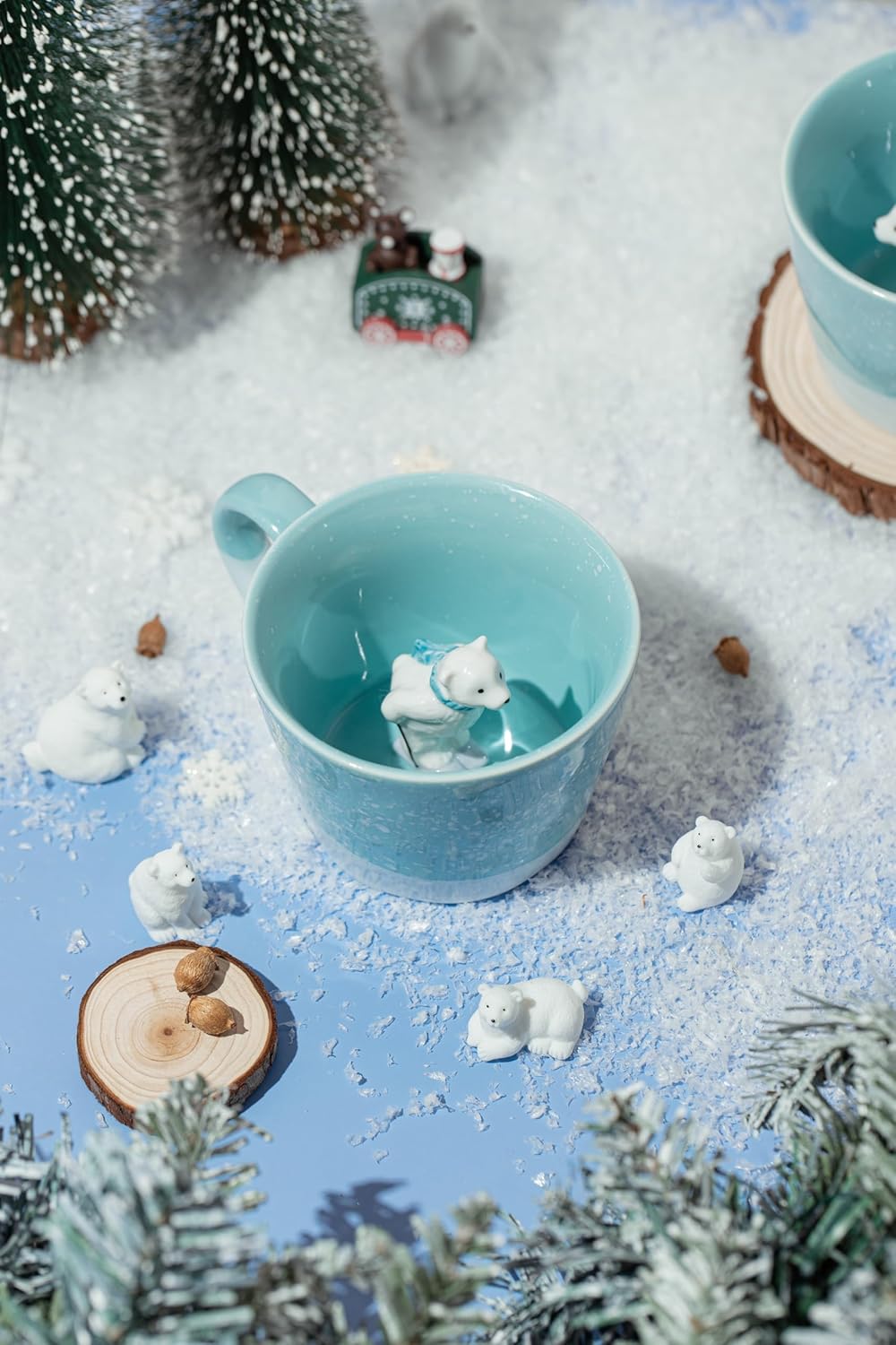DIHOclub Cow Ceramic Cup with Hidden 3D Animal Inside, 12 OZ | Holiday and Birthday Gift | For Coffee Milk Tea Lovers | Cute Cartoon Handmade Figurine Mug | Available in White and Black