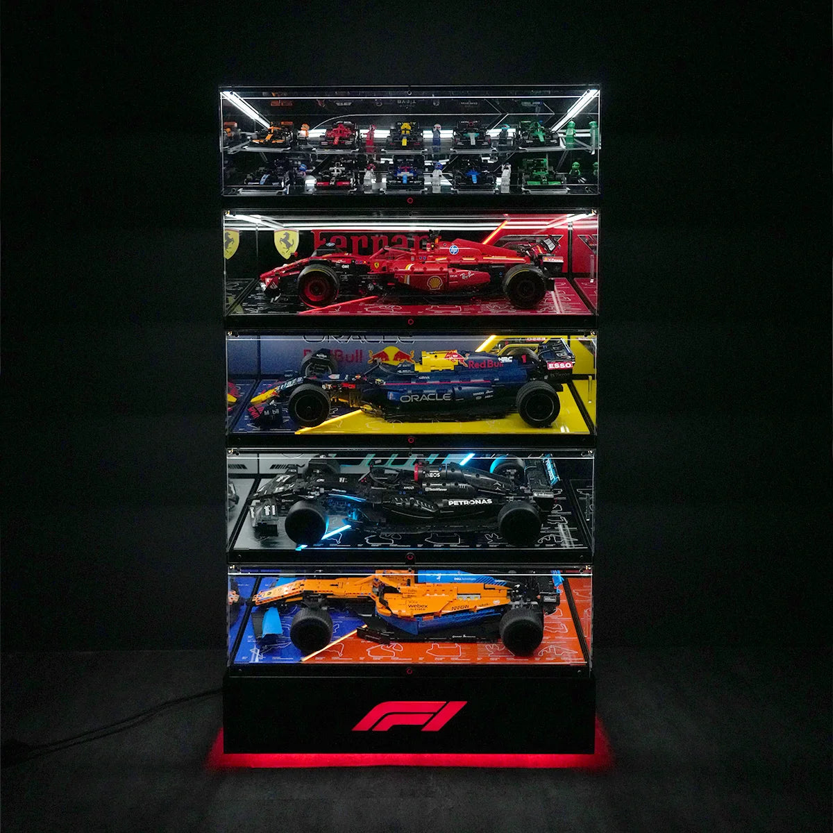 LED Display Case for LEGO F1 Race Cars