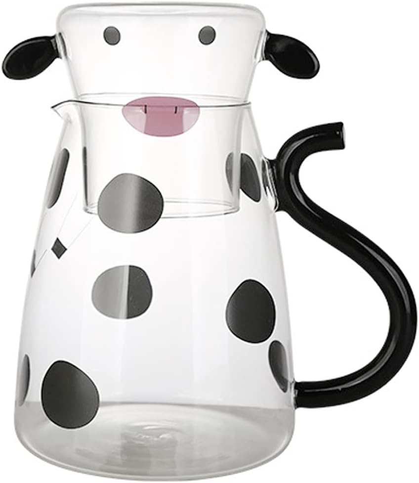 🐮Cow Print Glass Water Pitcher Set with Cup