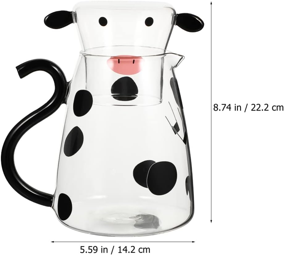 🐮Cow Print Glass Water Pitcher Set with Cup