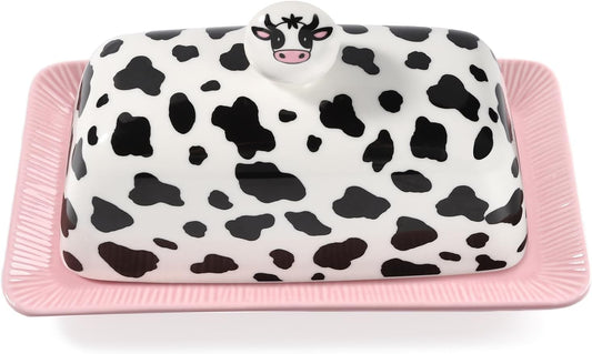 🧈Ceramic Cow Butter Dish with Lid, Farmhouse Style🐮