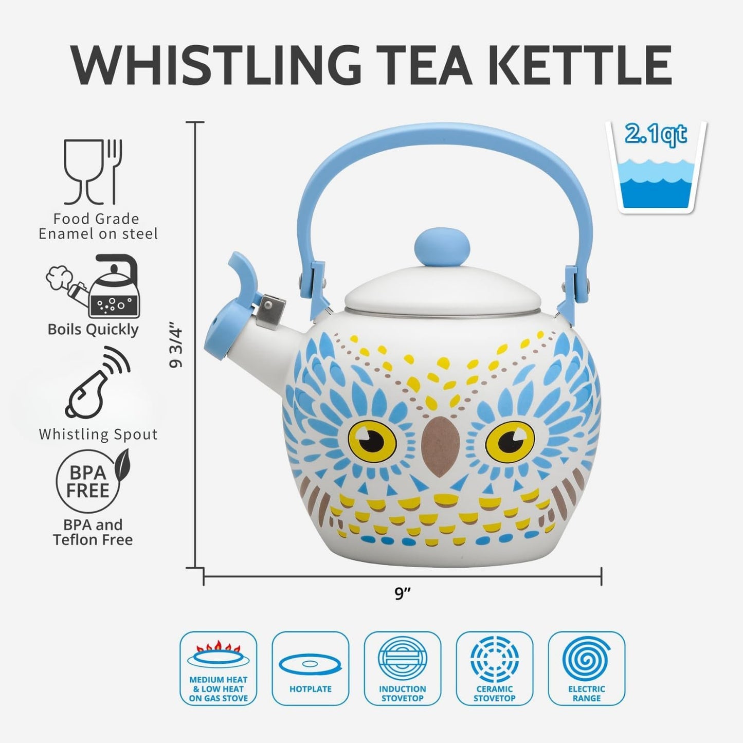 Whistling Tea Kettle – Enamel-Coated Stovetop Kettle