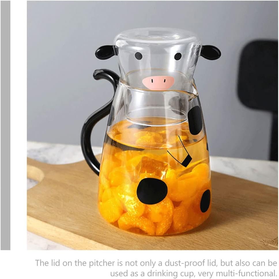 🐮Cow Print Glass Water Pitcher Set with Cup
