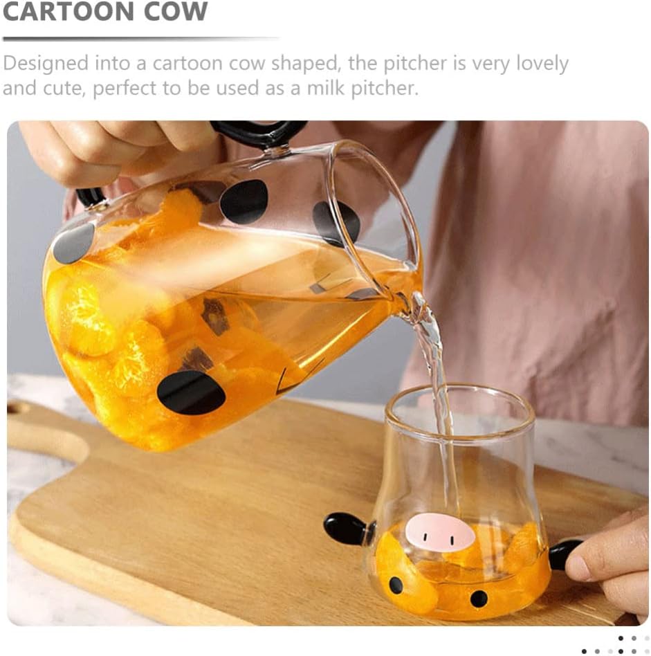 🐮Cow Print Glass Water Pitcher Set with Cup