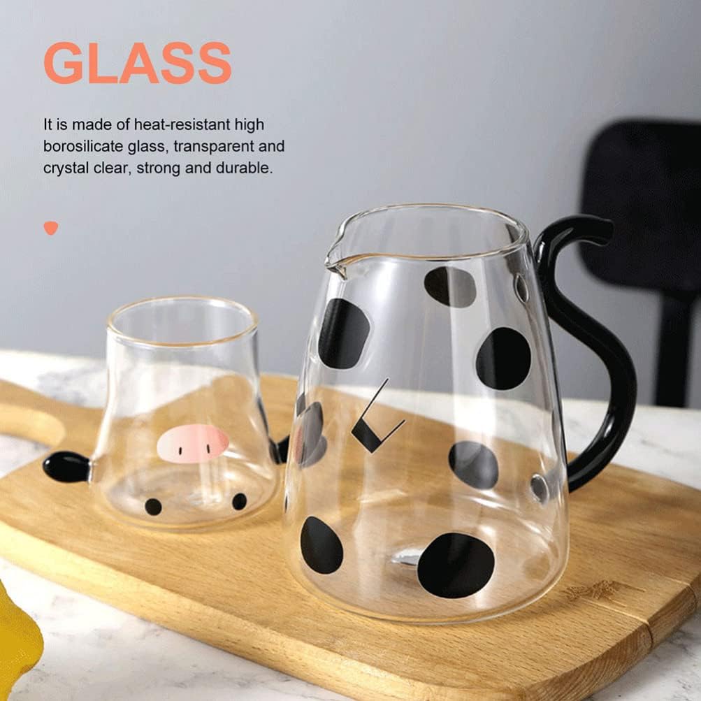 🐮Cow Print Glass Water Pitcher Set with Cup