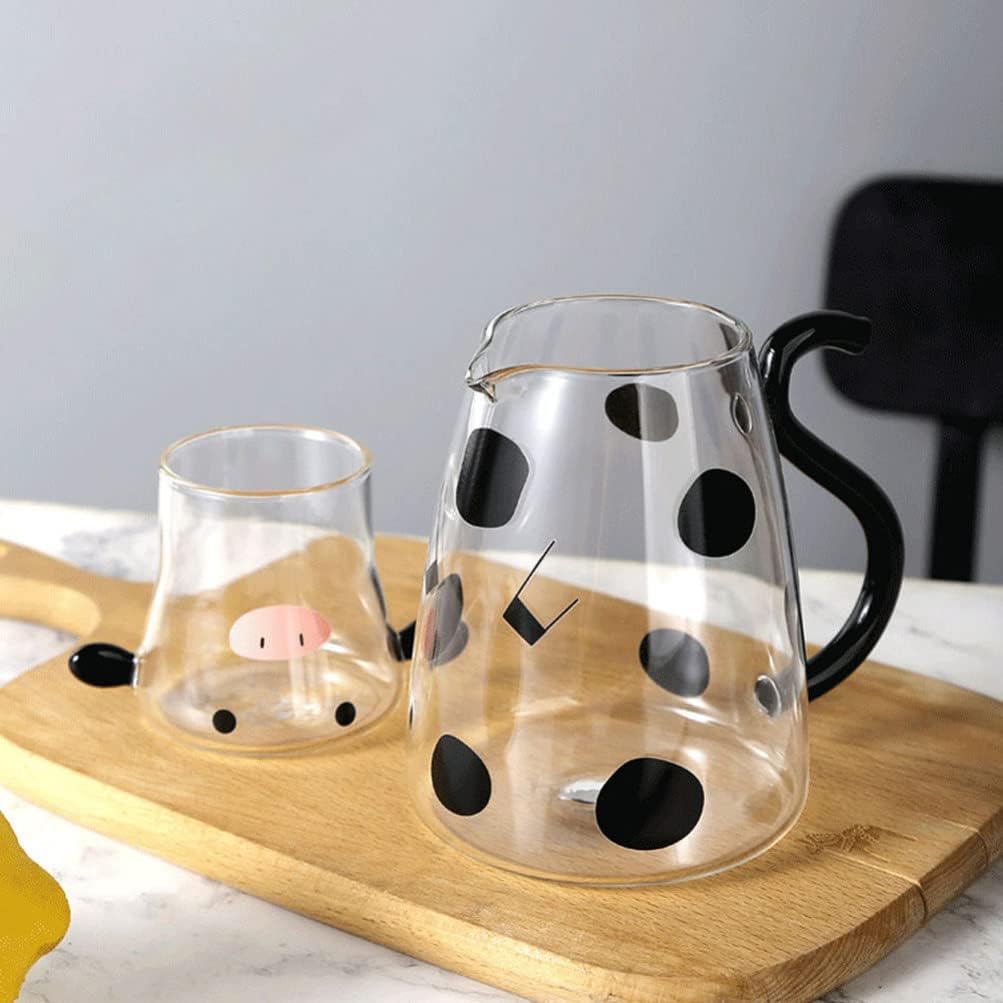 🐮Cow Print Glass Water Pitcher Set with Cup