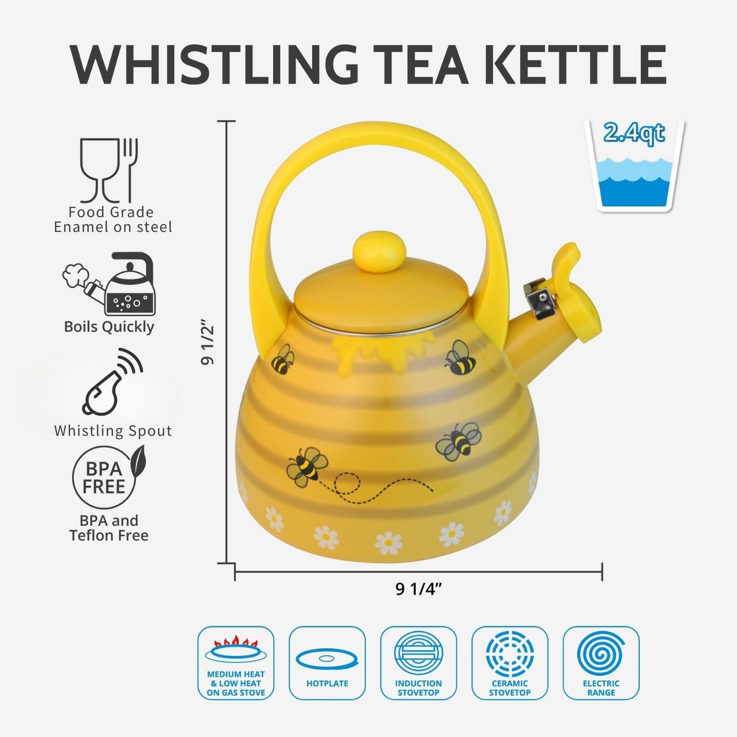 Whistling Tea Kettle – Enamel-Coated Stovetop Kettle