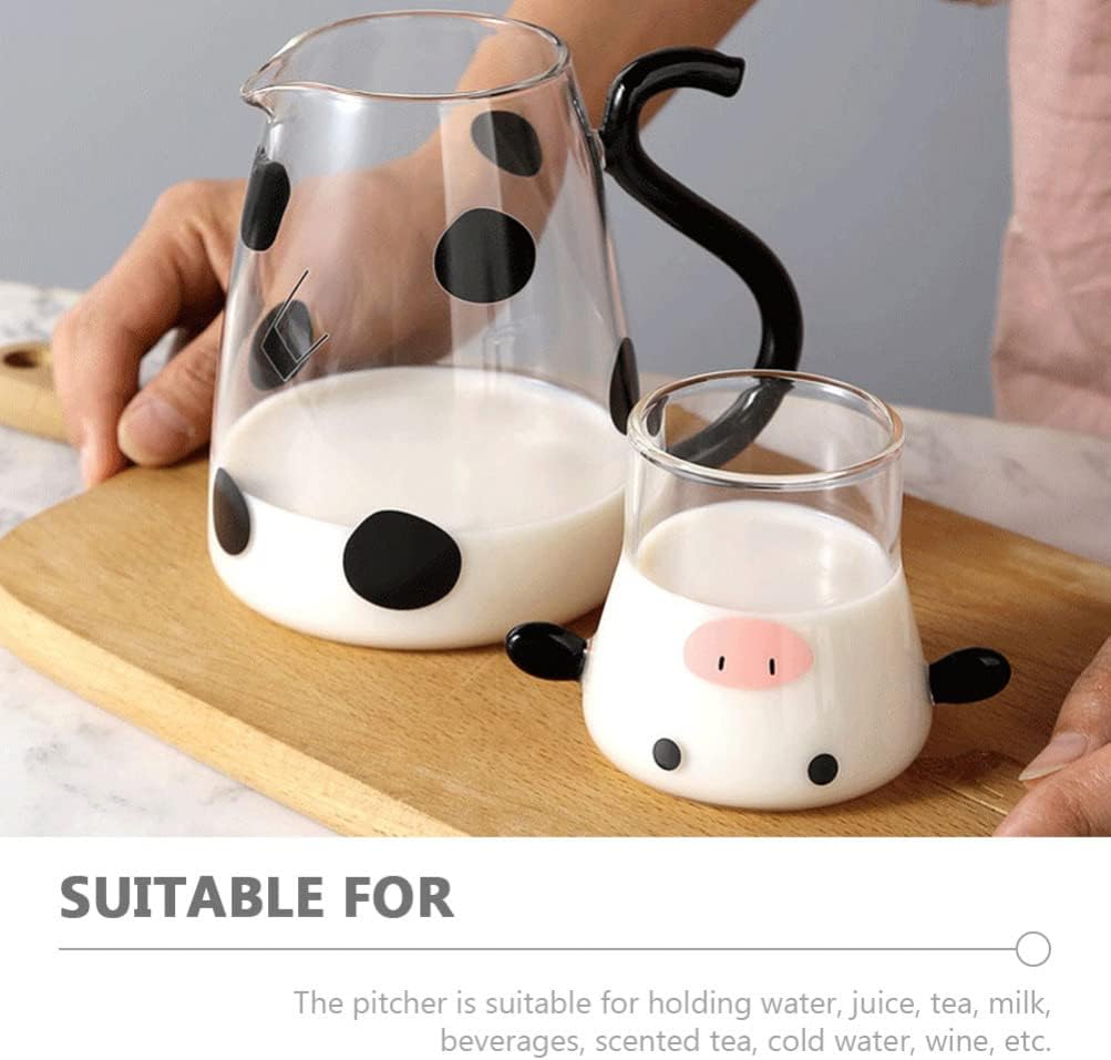 🐮Cow Print Glass Water Pitcher Set with Cup