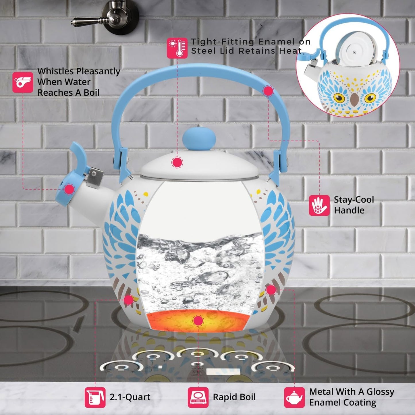 Whistling Tea Kettle – Enamel-Coated Stovetop Kettle
