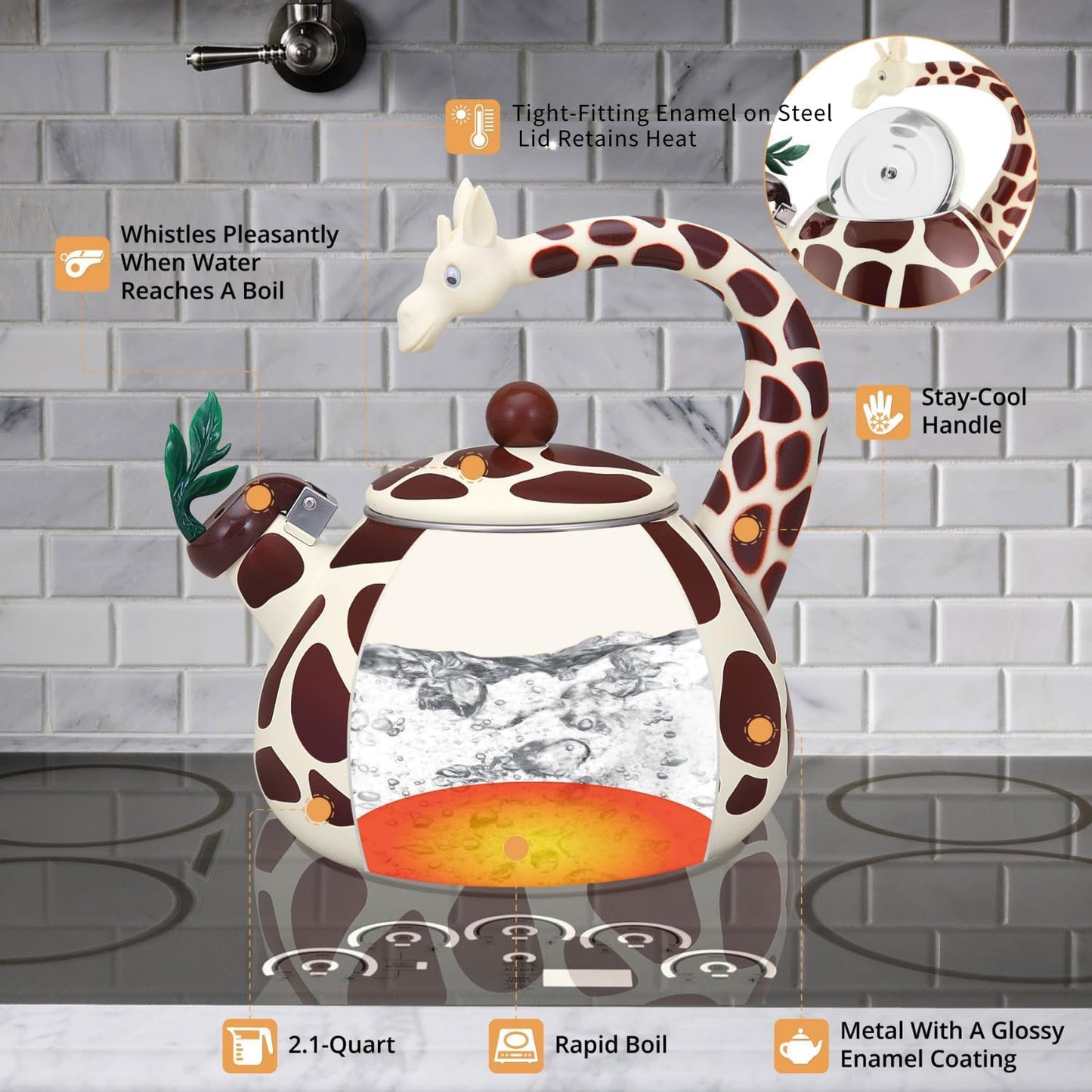 Whistling Tea Kettle – Enamel-Coated Stovetop Kettle