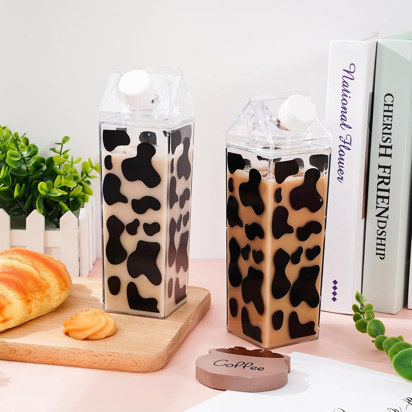 Cow Print Water Bottle 500ml, Leak Proof, Set of 2