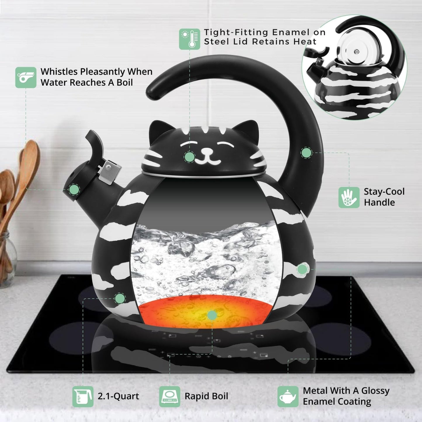 Whistling Tea Kettle – Enamel-Coated Stovetop Kettle