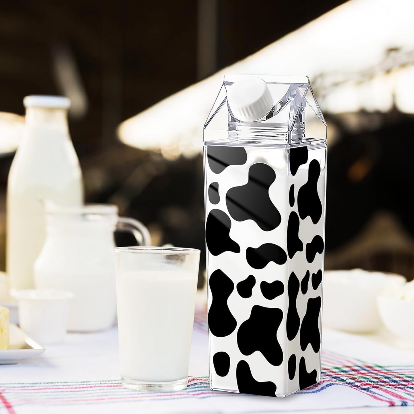 Cow Print Water Bottle 500ml, Leak Proof, Set of 2
