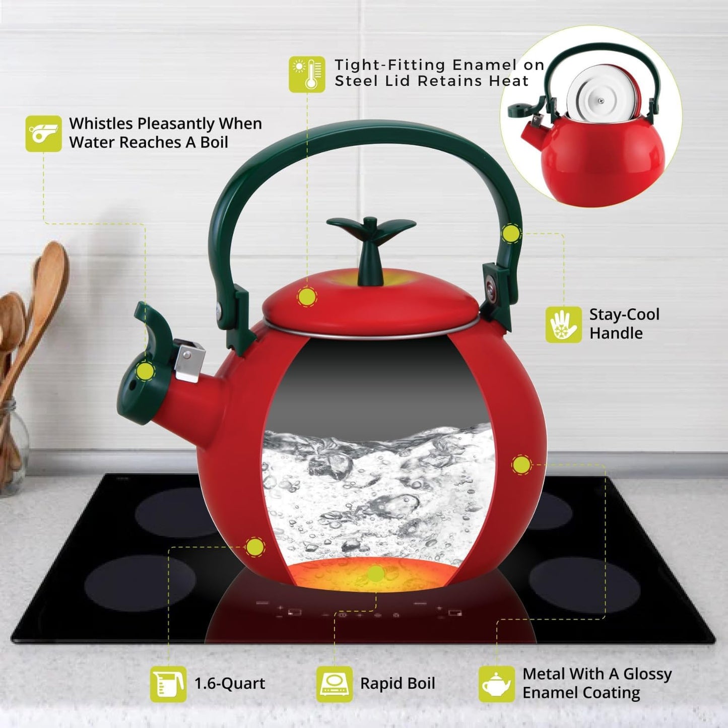 Whistling Tea Kettle – Enamel-Coated Stovetop Kettle