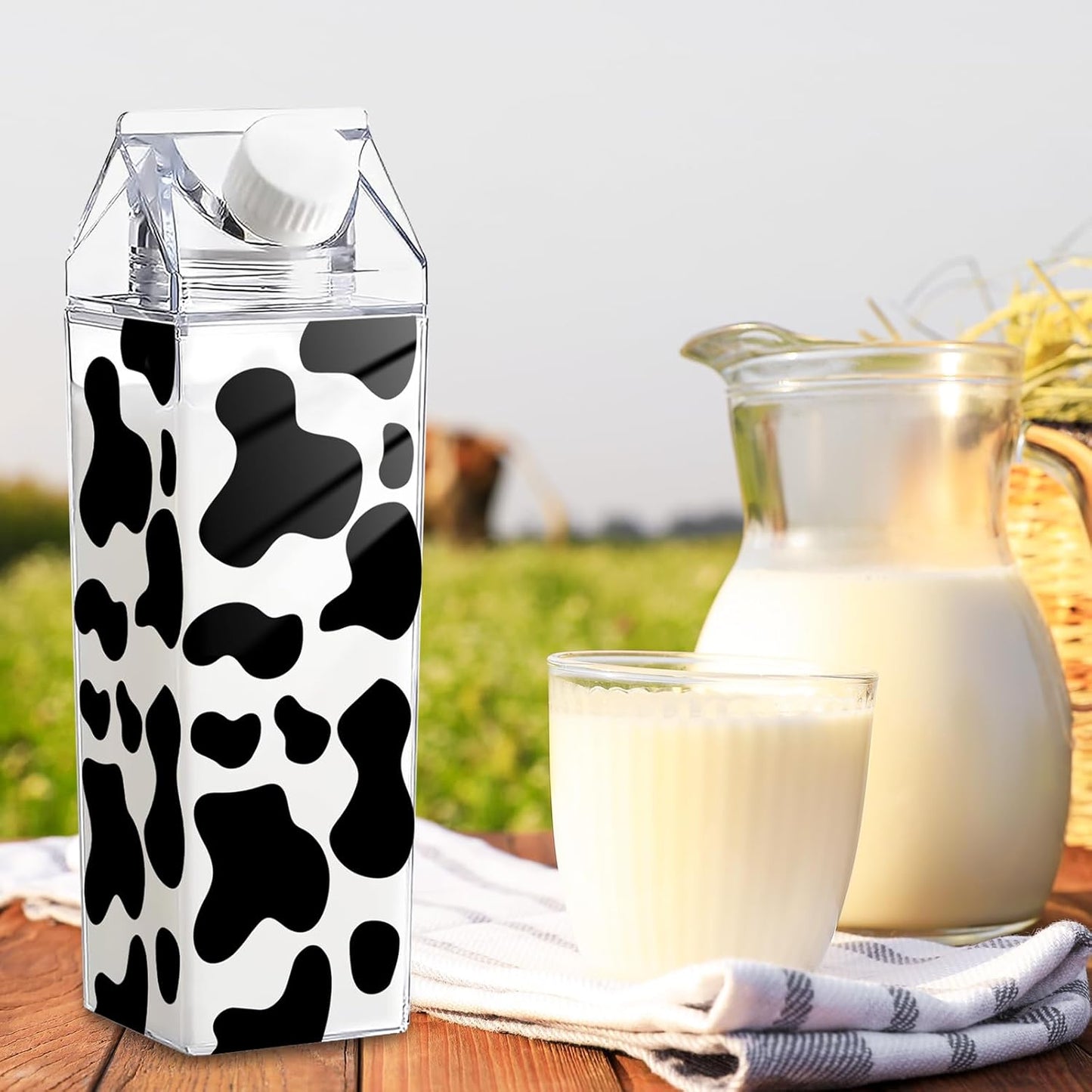 Cow Print Water Bottle 500ml, Leak Proof, Set of 2