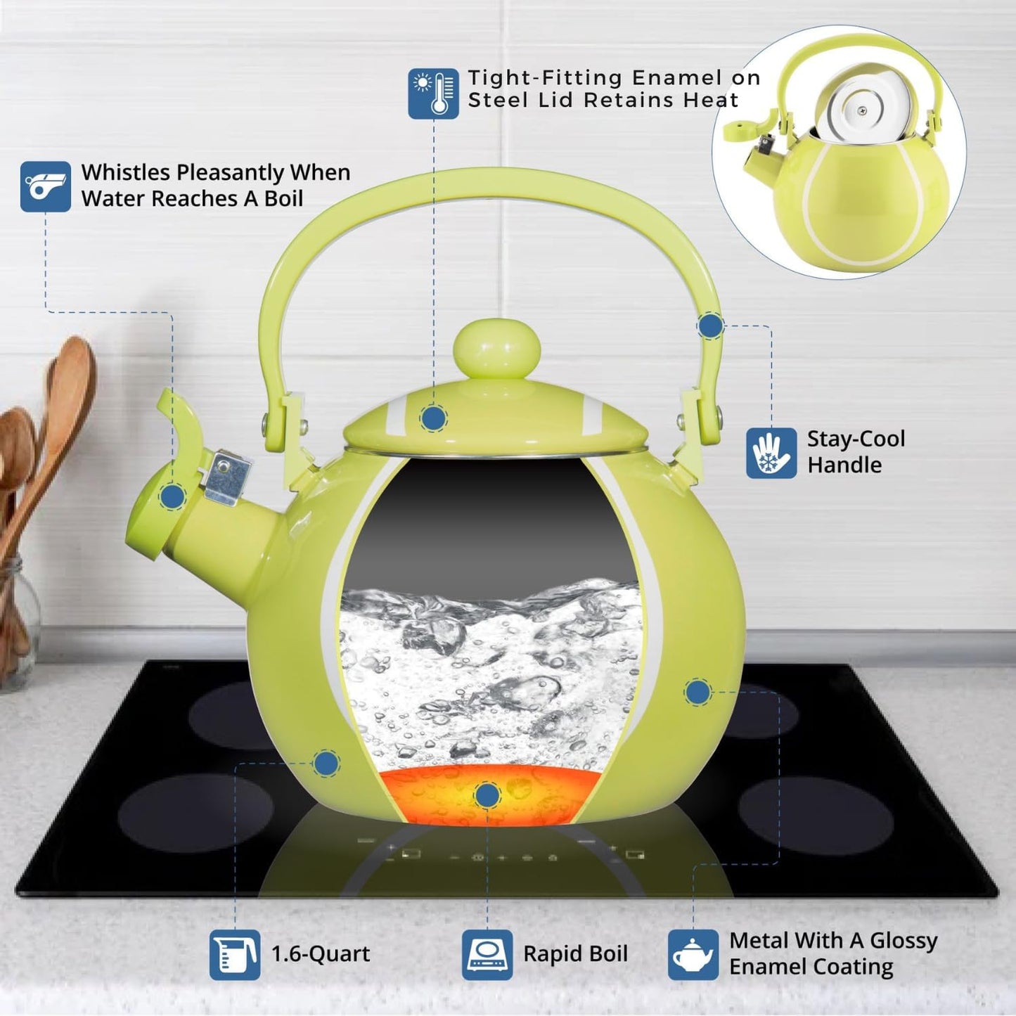 Whistling Tea Kettle – Enamel-Coated Stovetop Kettle