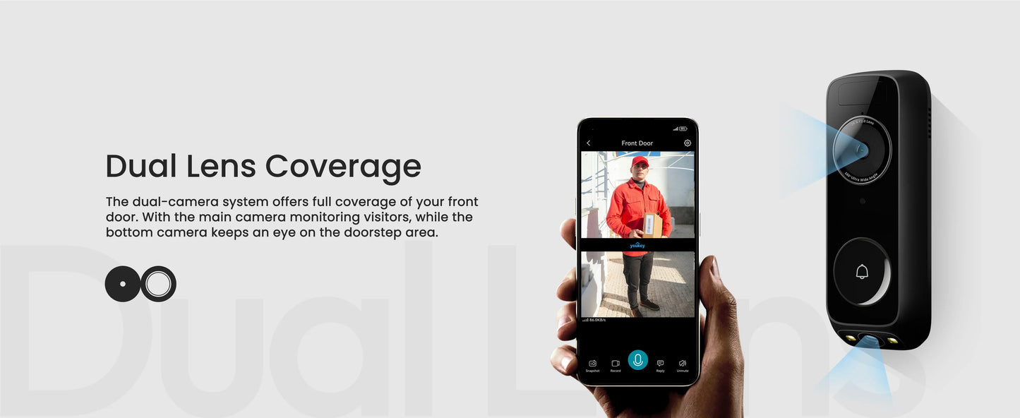 2K Dual-Camera Wireless Video Doorbell with AI Detection and Local Storage